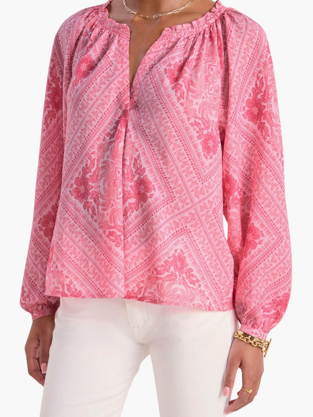 New Vineyard Vines V-Neck Blouse Cora Tile